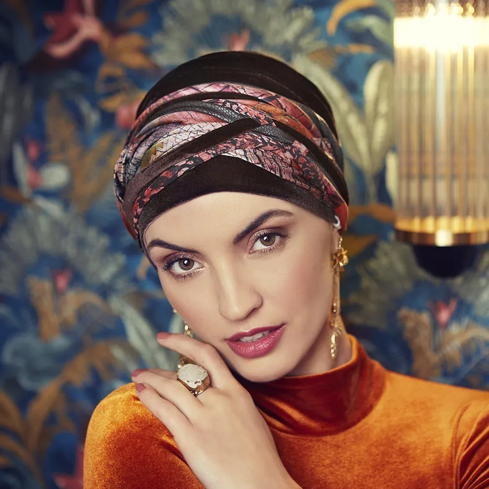 Christine Boho Turban - Velvet Dark Brown