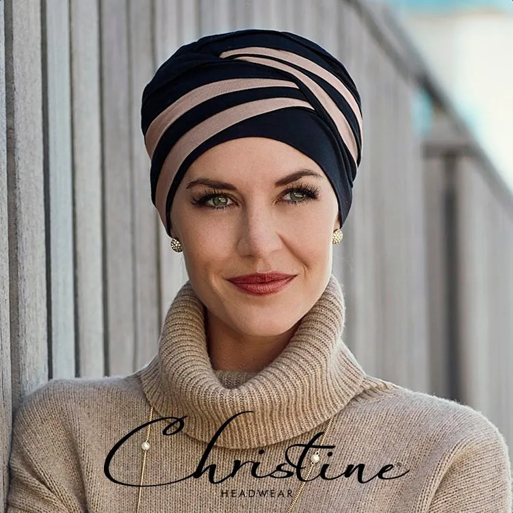 Christine Shanti Bamboo Turban - Black/Taupe