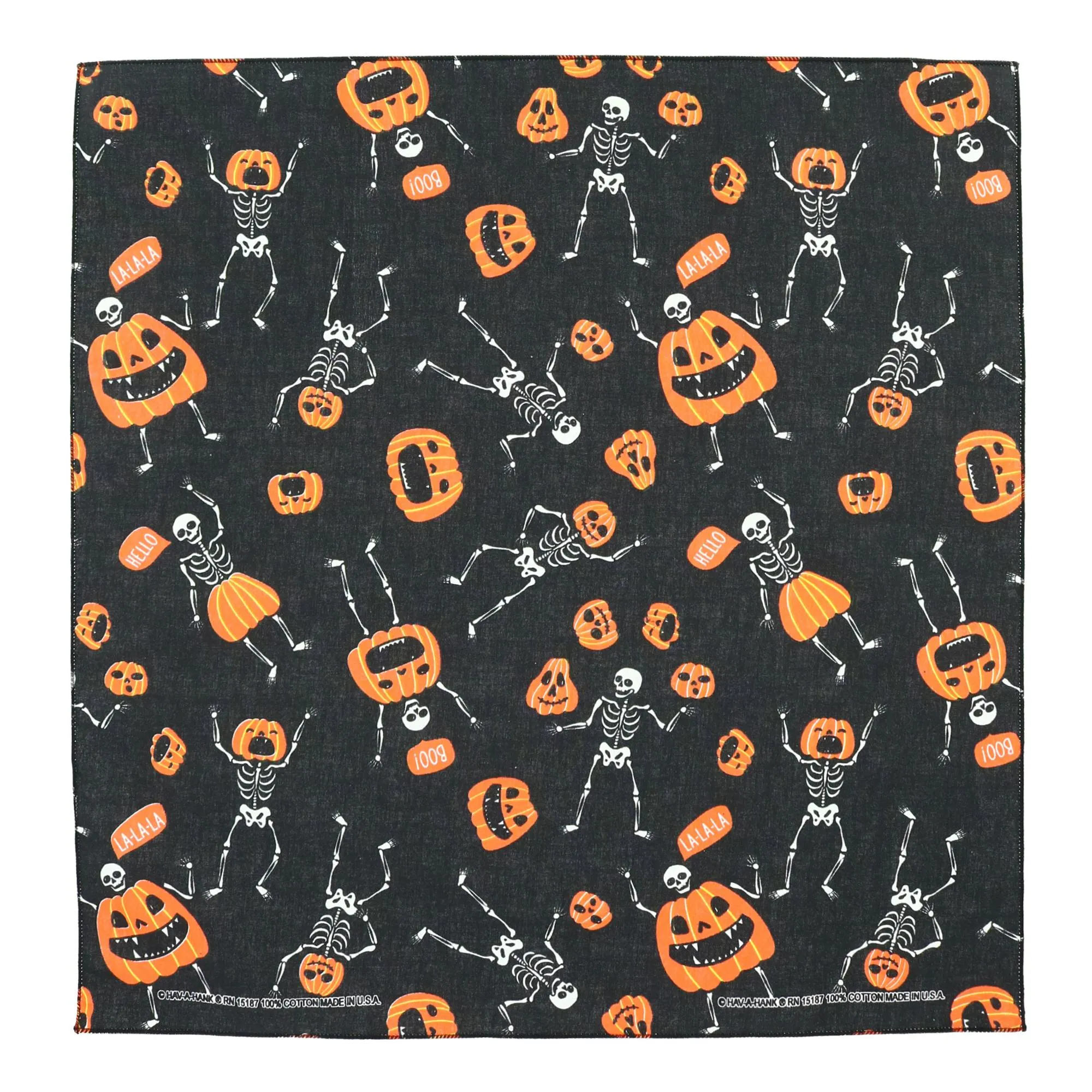 CTM® Glow in the Dark Skeletons and Pumpkins Halloween Print Holiday Bandana