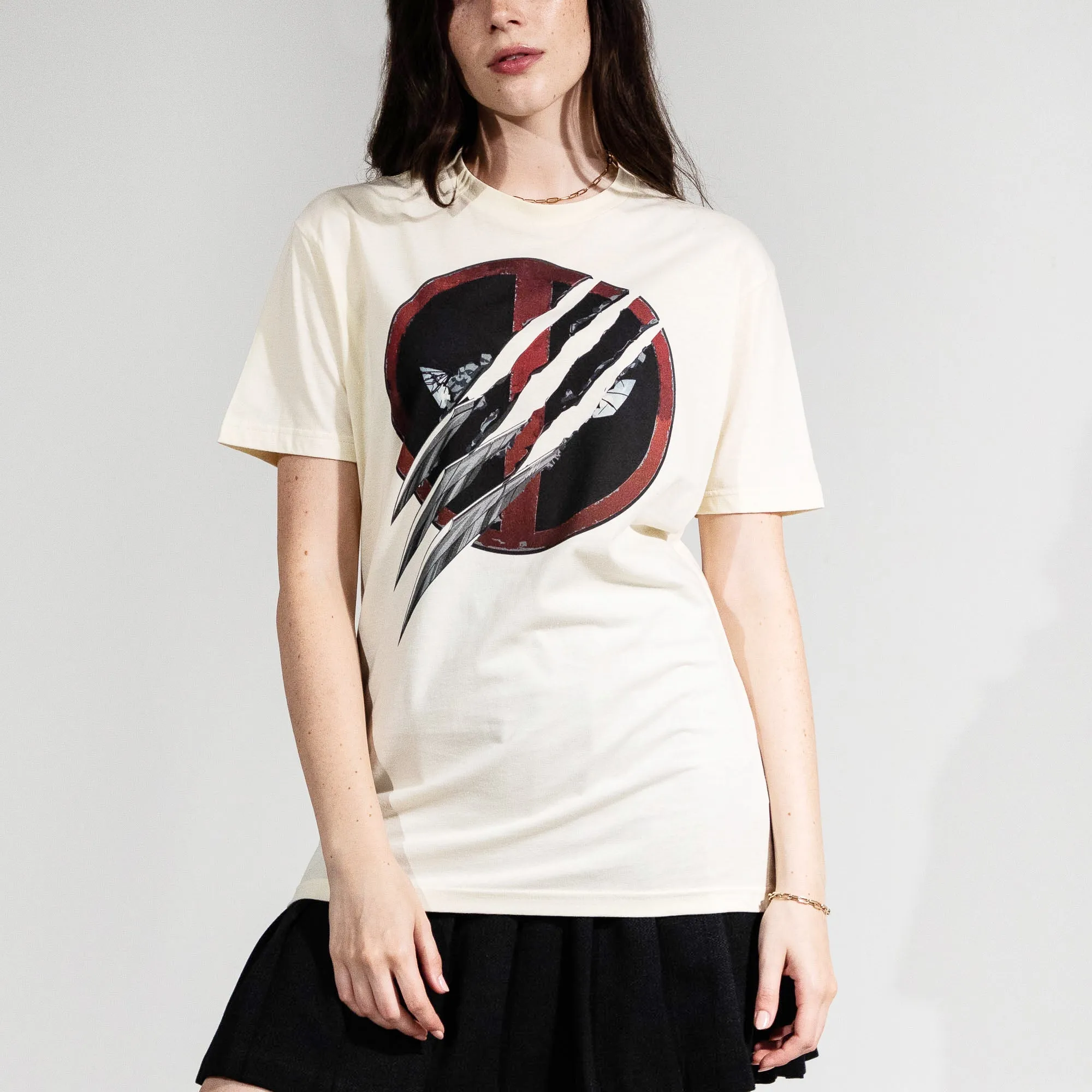 Deadpool & Wolverine Movie Ripped Logo Natural Tee