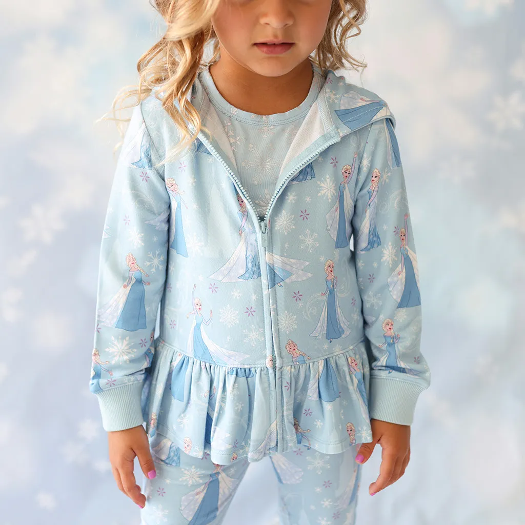 Disney Frozen Elsa French Terry Ruffled Zippered Hoodie