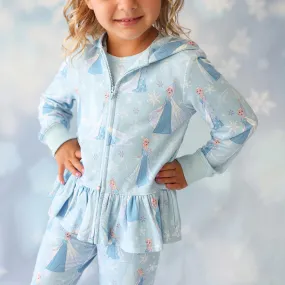 Disney Frozen Elsa French Terry Ruffled Zippered Hoodie