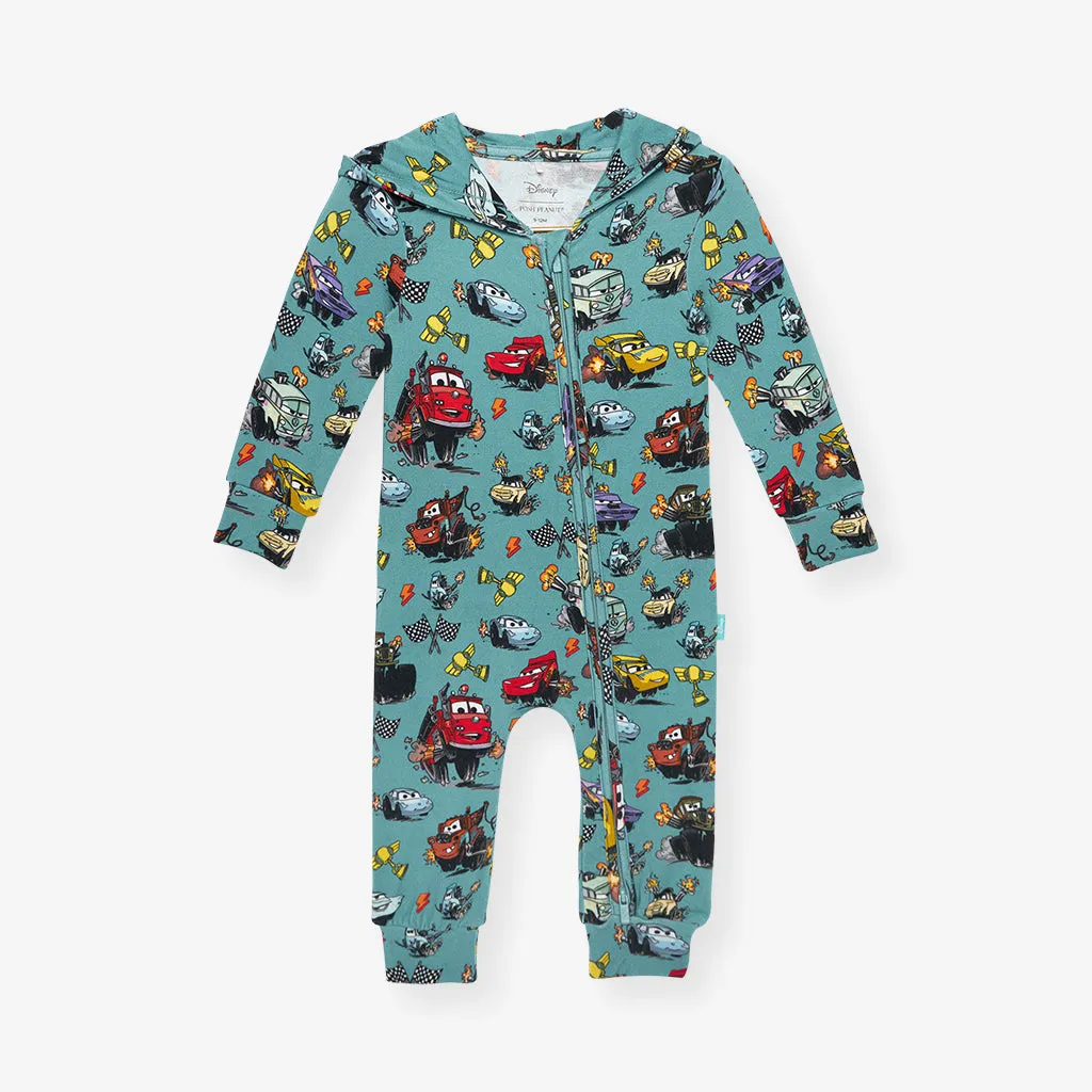 Disney Pixar Cars French Terry Zippered Hooded Romper