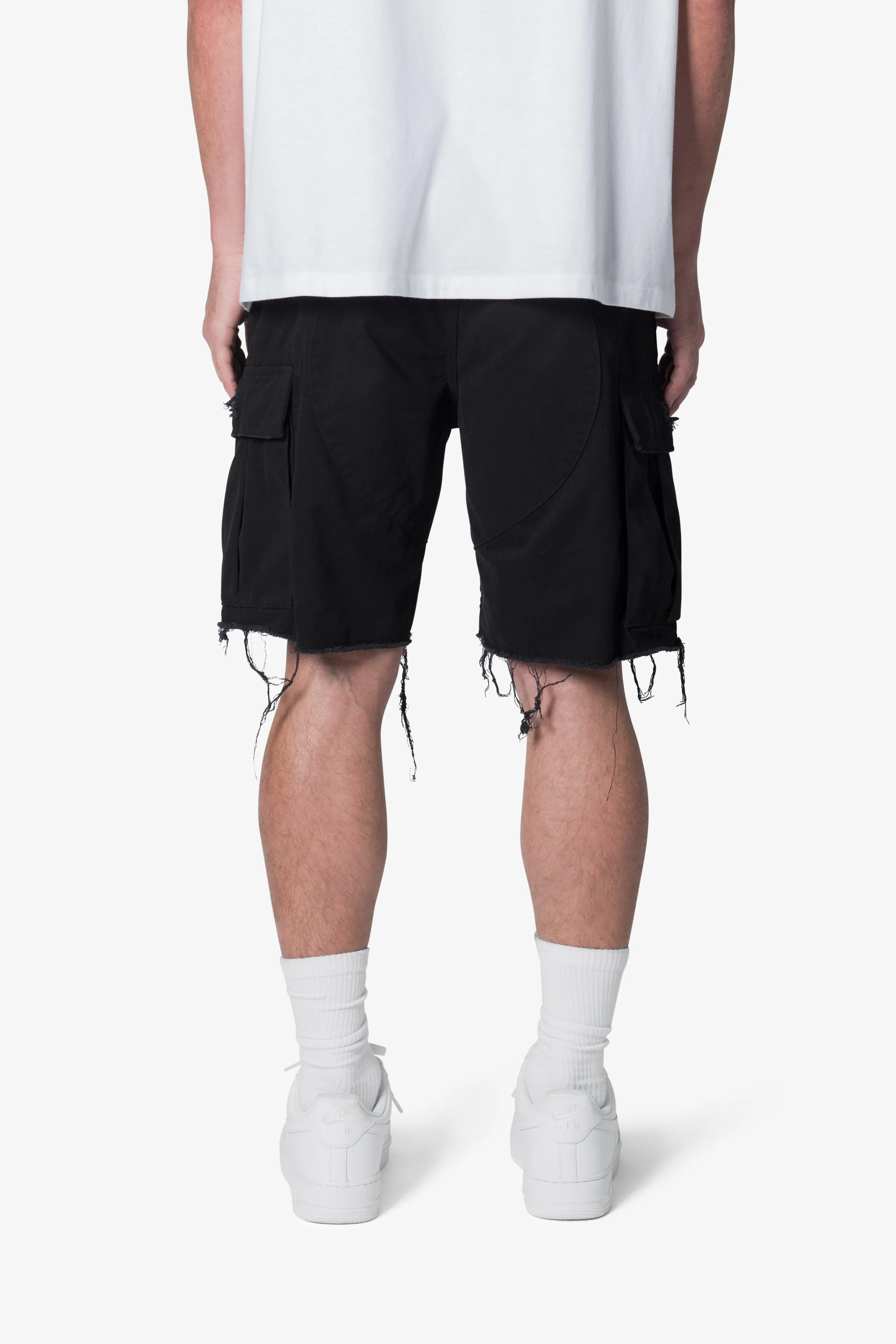 Distressed Cargo Shorts - Washed Black