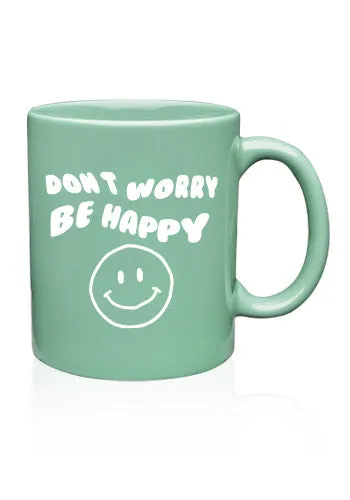 Don't Worry Be Happy Green Mug