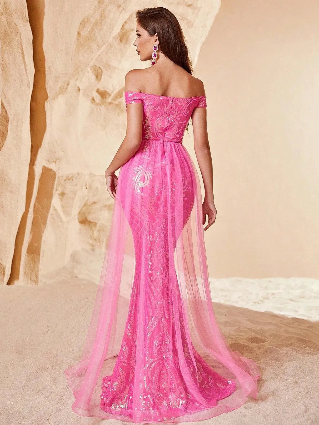 Elegant Off Shoulder Short Sleeve Mermaid Prom Dresses