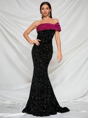 Elegant One Shoulder Sequin Mermaid Evening Dresses