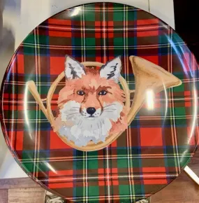 Fox Mask & Horn Plaid Dinner Plates