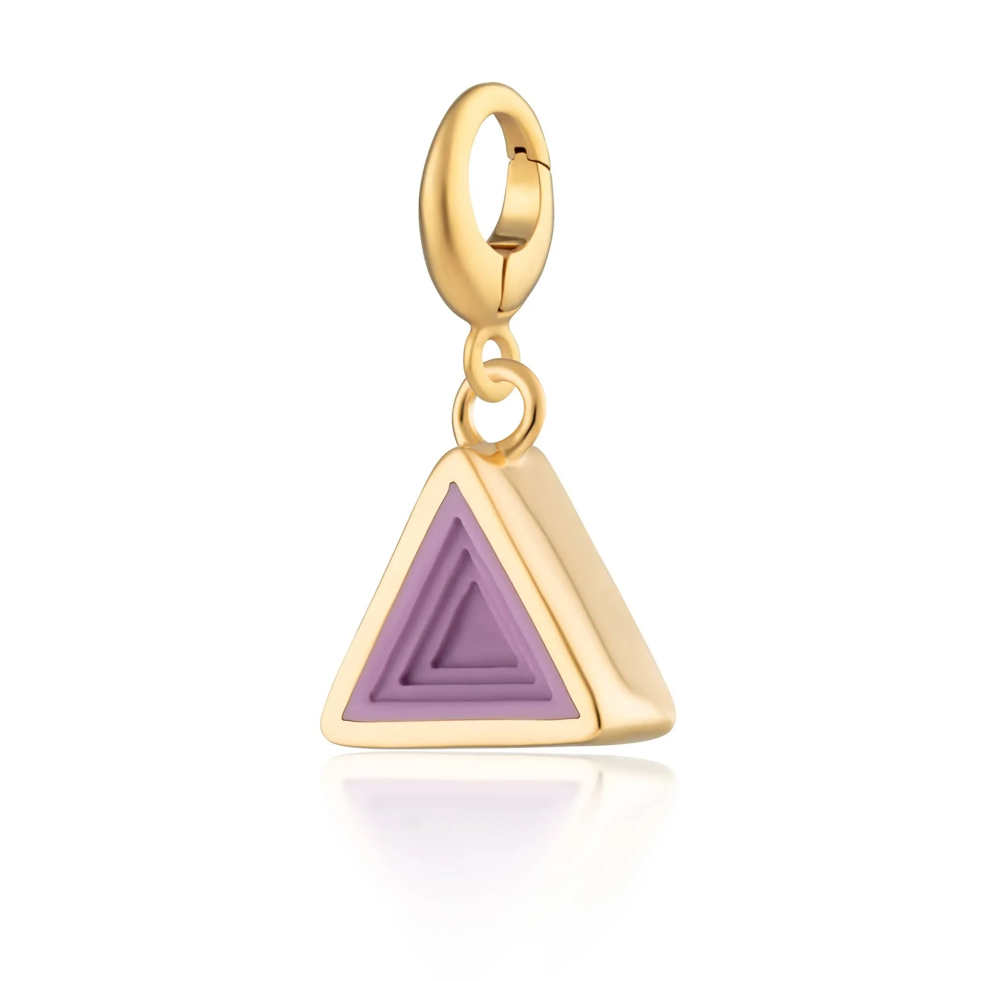 Gold Plated Geometric Purple Triangle Charm