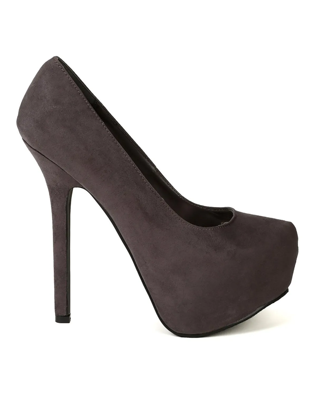 Grey Hidden Platform High Heel Stiletto Pump