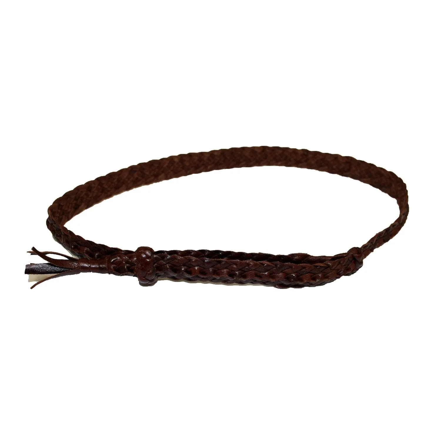 Hand Plaited Kangaroo Leather Ridge Hat Band - Brown