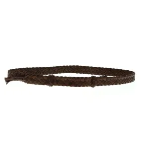 Hand Pleated Kangaroo Leather 6 Plait Hat Band - Brown