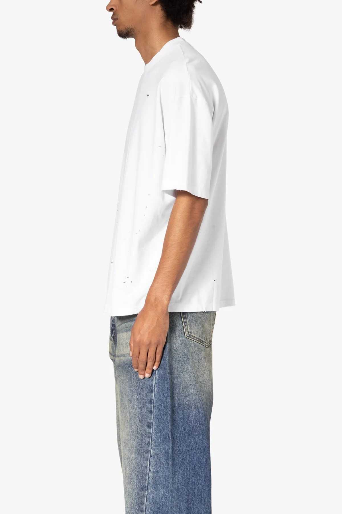 Heavy Distressed Tee - White