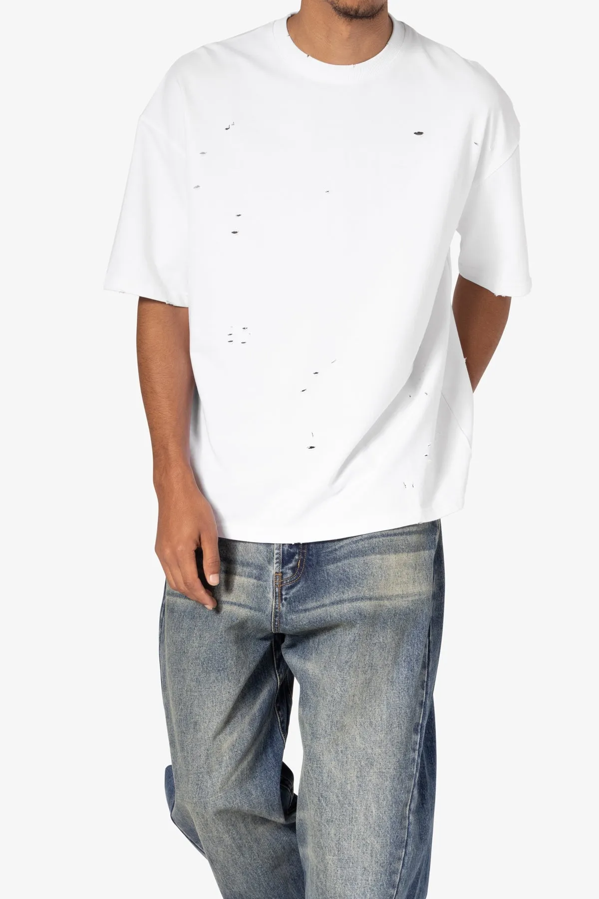 Heavy Distressed Tee - White