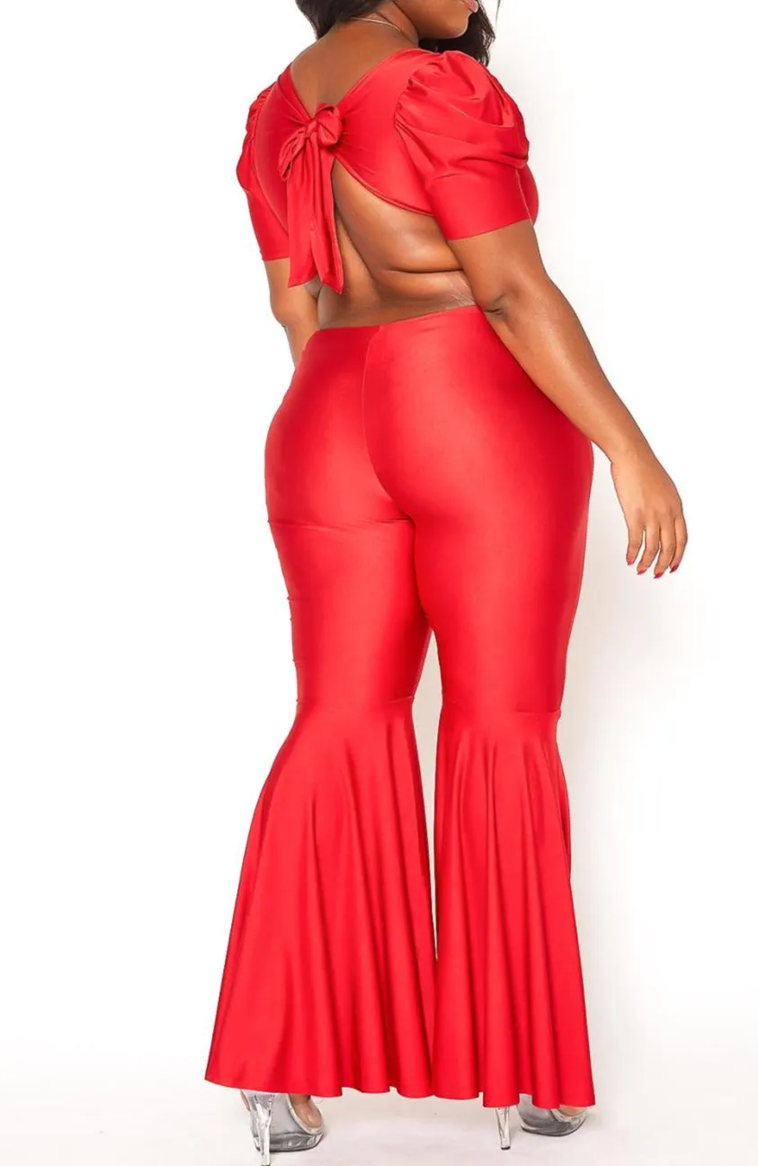 Hi Curvy Plus Size Women Celebrity Status Bell Flare Jumpsuit