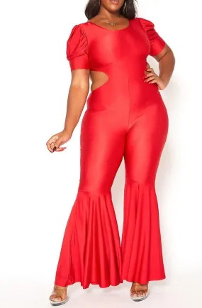 Hi Curvy Plus Size Women Celebrity Status Bell Flare Jumpsuit