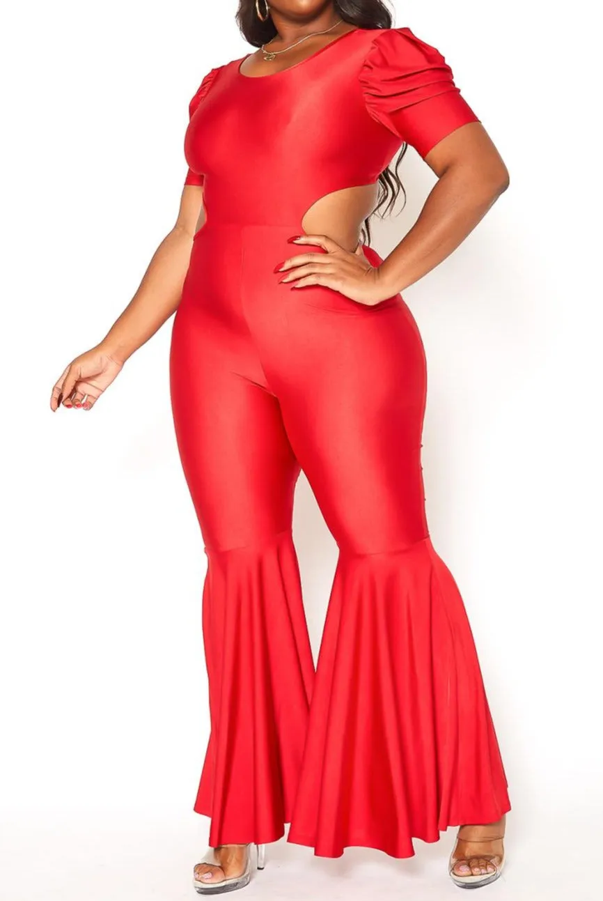 Hi Curvy Plus Size Women Celebrity Status Bell Flare Jumpsuit