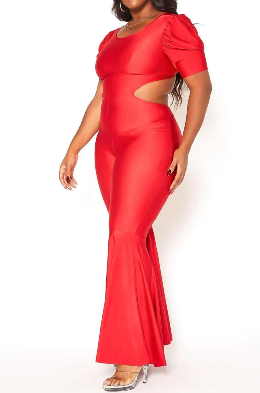 Hi Curvy Plus Size Women Celebrity Status Bell Flare Jumpsuit