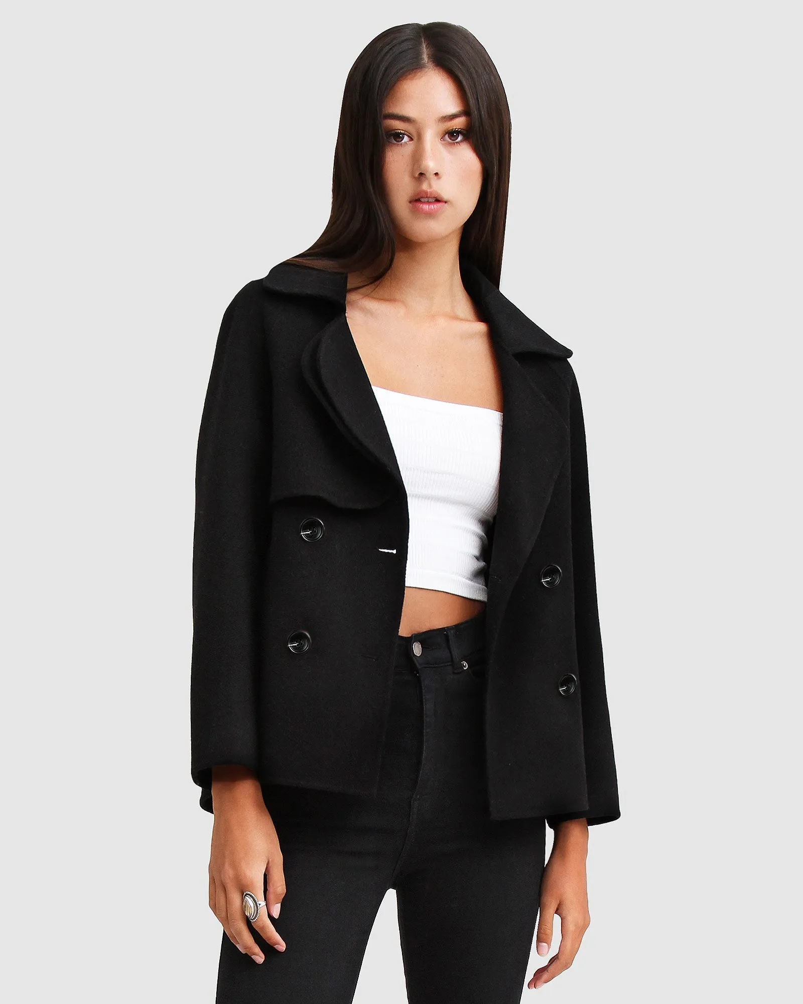 I'm Yours Wool Blend Peacoat - Black