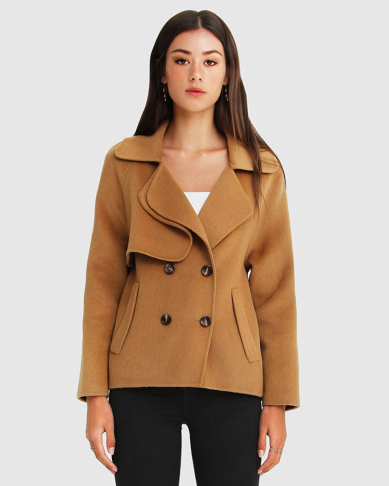 I'm Yours Wool Blend Peacoat - Camel