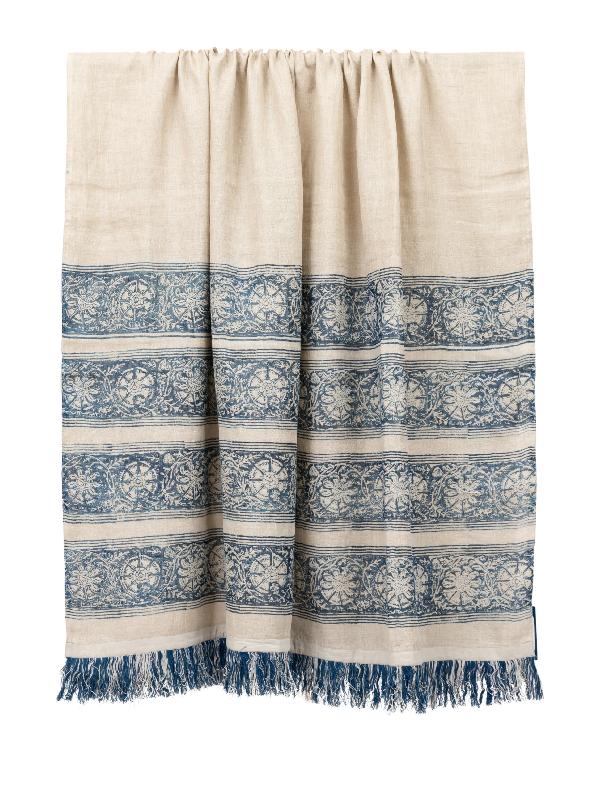 Istanbul Border Indigo Sheer Linen Throw