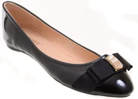 Jewel Black Patent-Trim Cadence Ballet Women's Flat