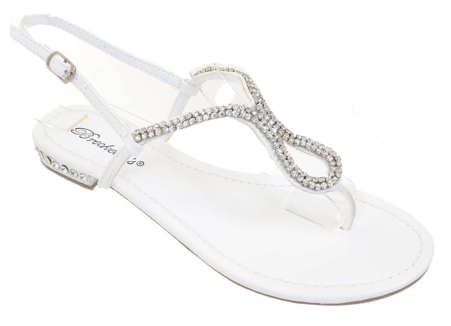 Jeweled Heels Rhinestone Bridal Party Flat Sandals Fourever Funky