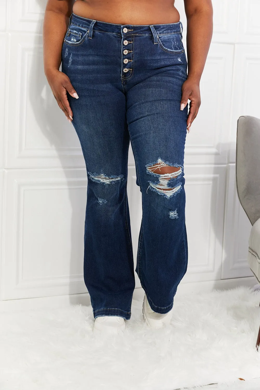 Kancan *all sizes* Reese Midrise Button Fly Flare Jeans (DS)