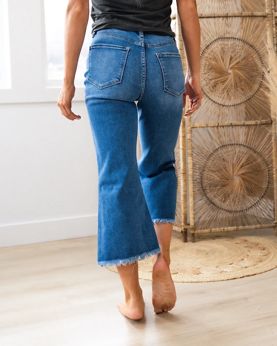 KanCan Time to Go Non Distressed Flare Capris FINAL SALE