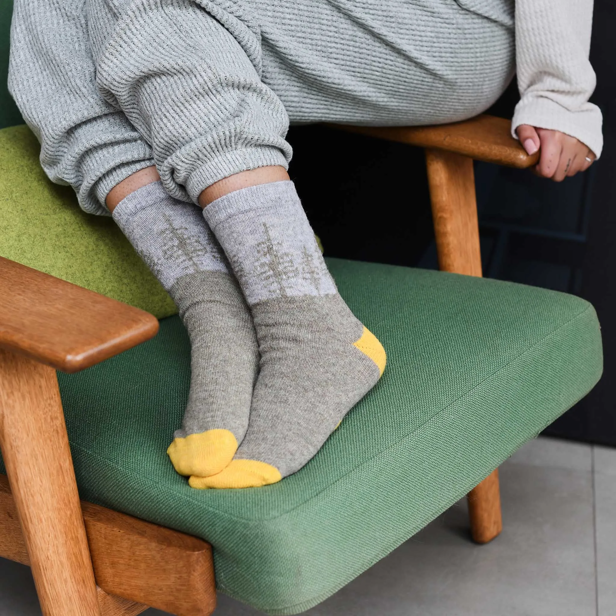 Ladies Green Forest Lambswool Ankle Socks