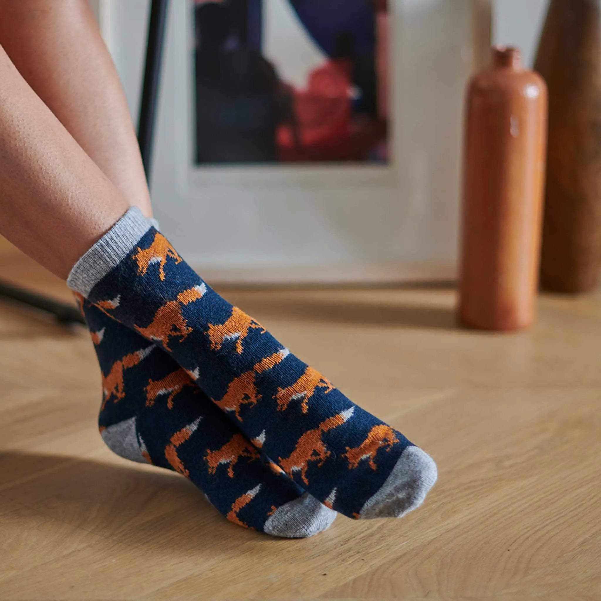 Ladies Midnight Fox Lambswool Ankle Socks