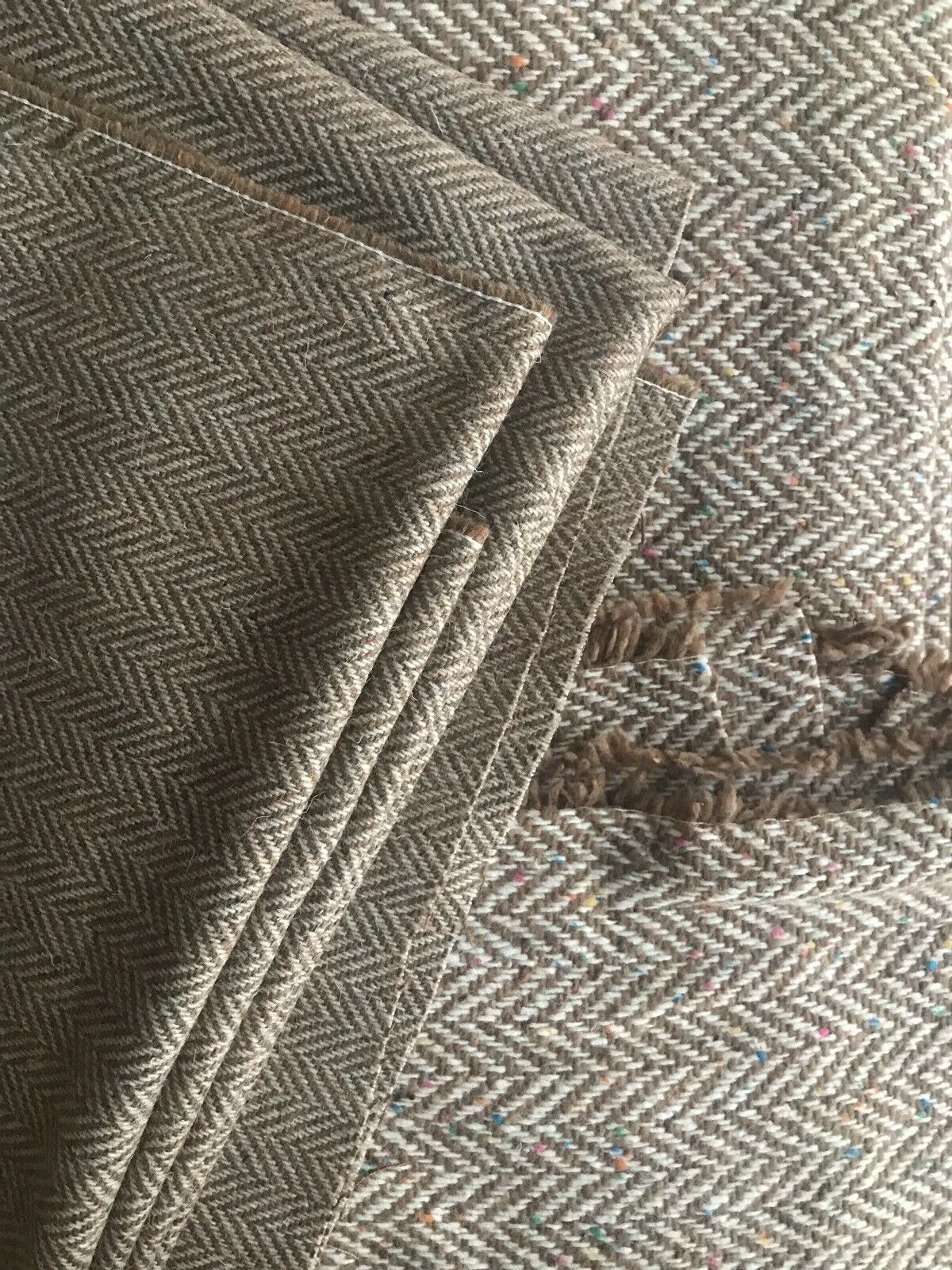 Lady Paige Novelty Designer Wool Oversized Herringbone Chevron Pattern Tweed Fabric - Camel