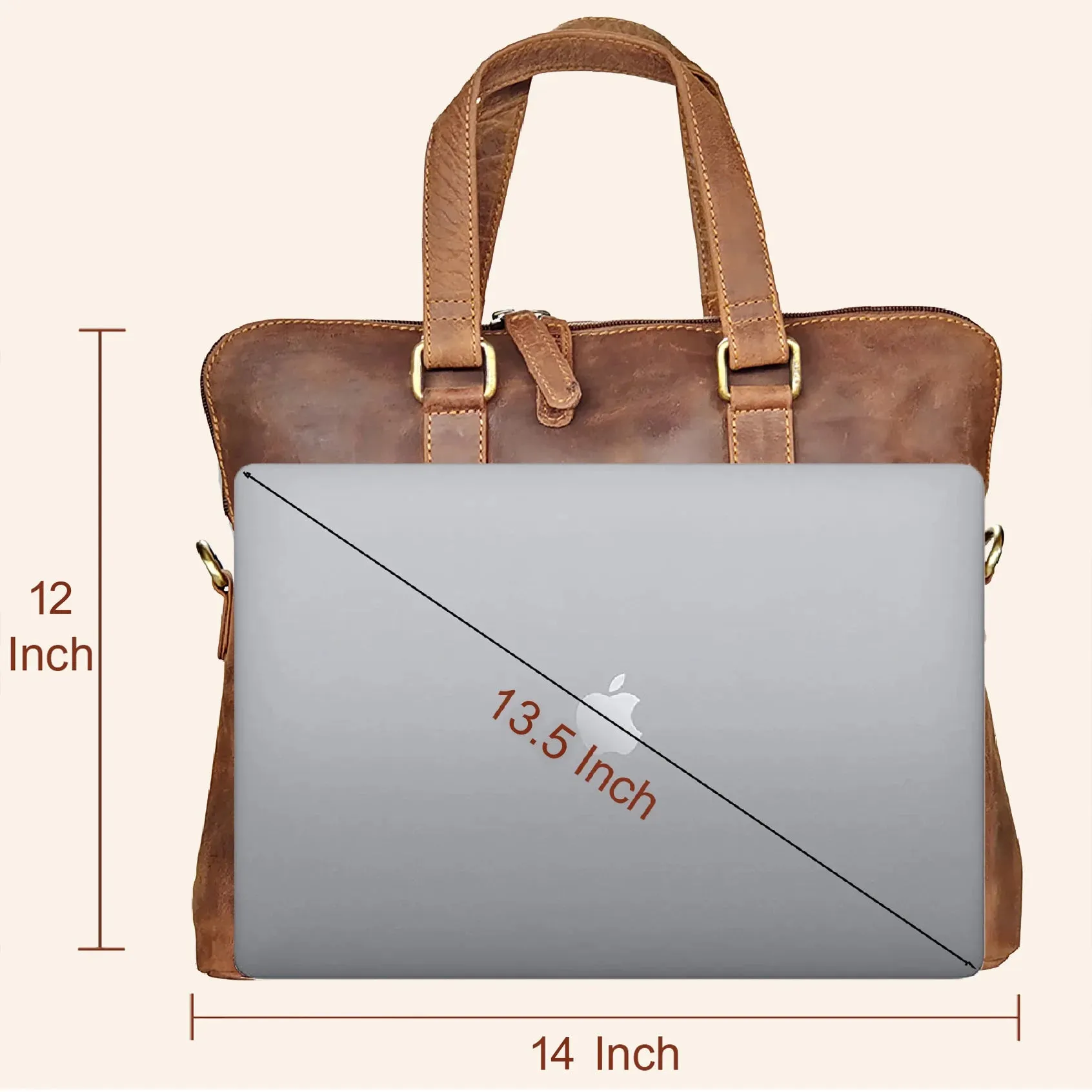 Leather Messenger Bag for Men Women Vintage Travel 14 inch Laptop Briefcase Shoulder Bag