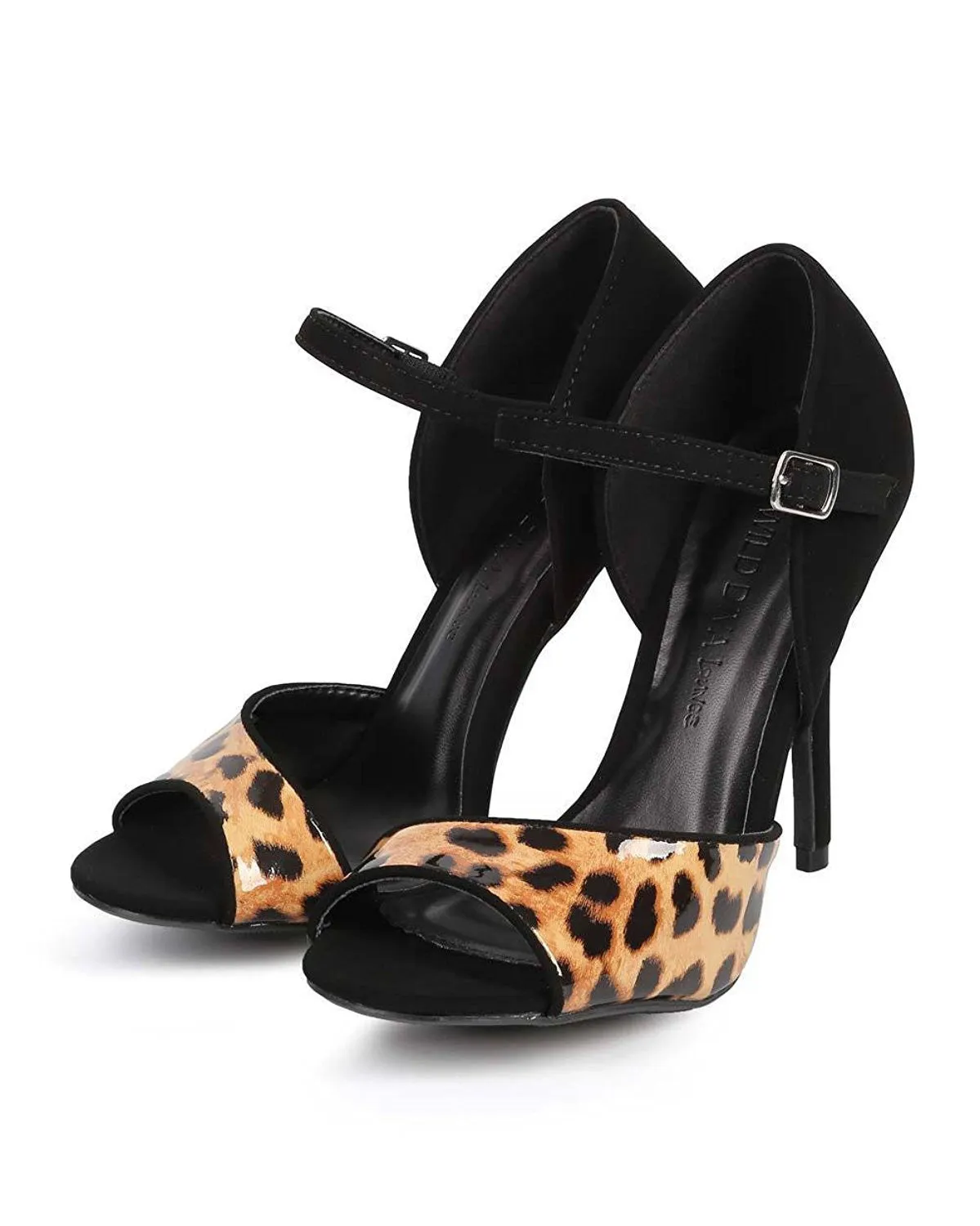 Leopard Peep Toe D'orsay Single Sole Stiletto Pump Women's