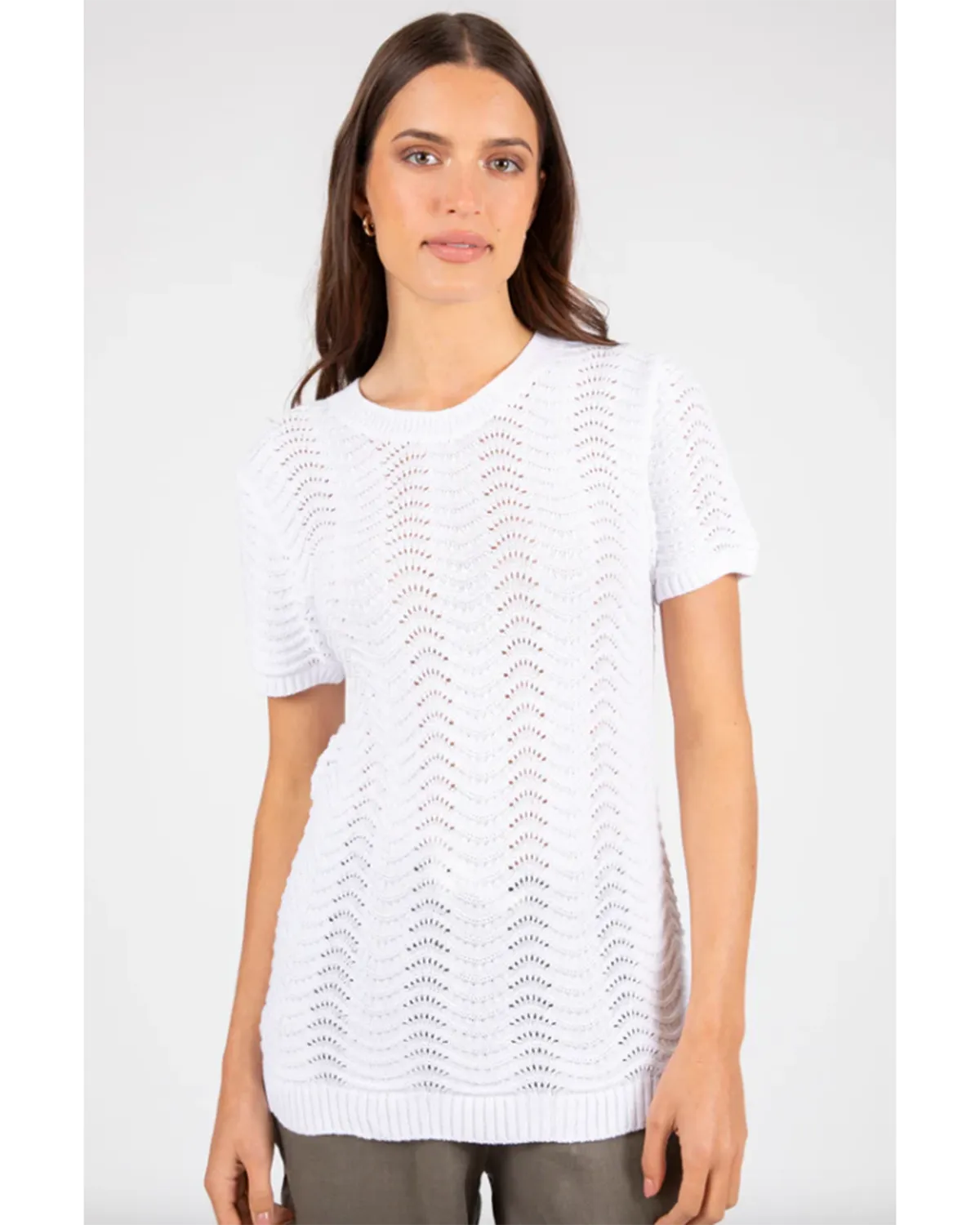 Marlow Palmer Edit Mesh Knit Tee - White