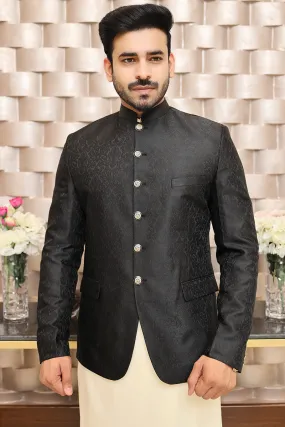 Men Jamawar Prince Coat Black