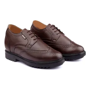 Men's 3.5 inch Hidden Height Increasing Luxe Brogue Lace-up Shoes