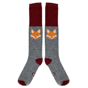 Men's Dark Grey Fox Lambswool Knee Socks