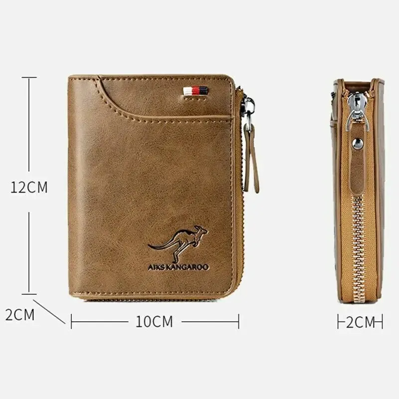 Mens RFID Blocking Leather Wallet Credit Card ID Holder Zipper Purse Waterproof