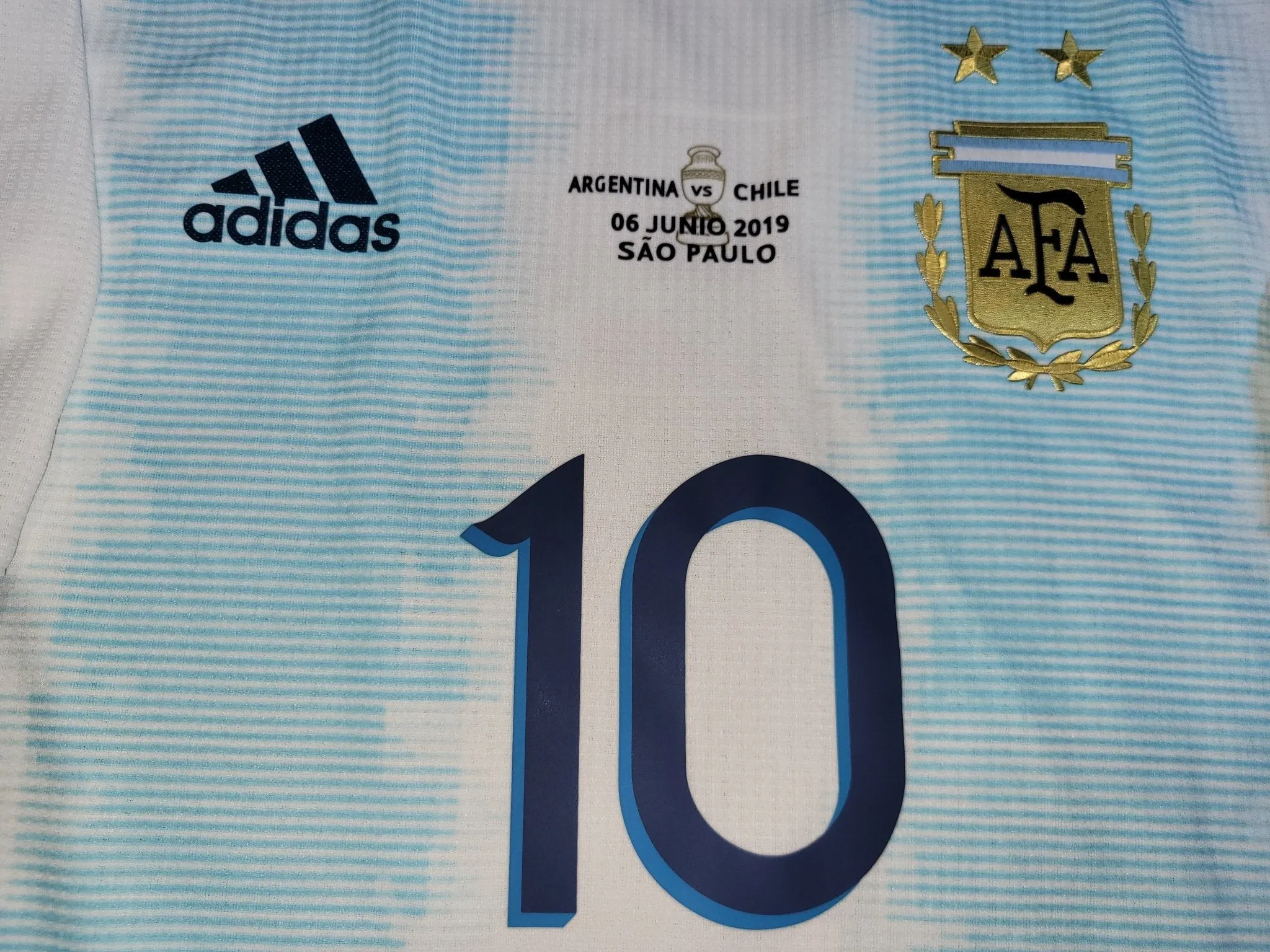 Messi Argentina 2019 COPA AMERICA PLAYER ISSUE Home Soccer Jersey L SKU# DP0225