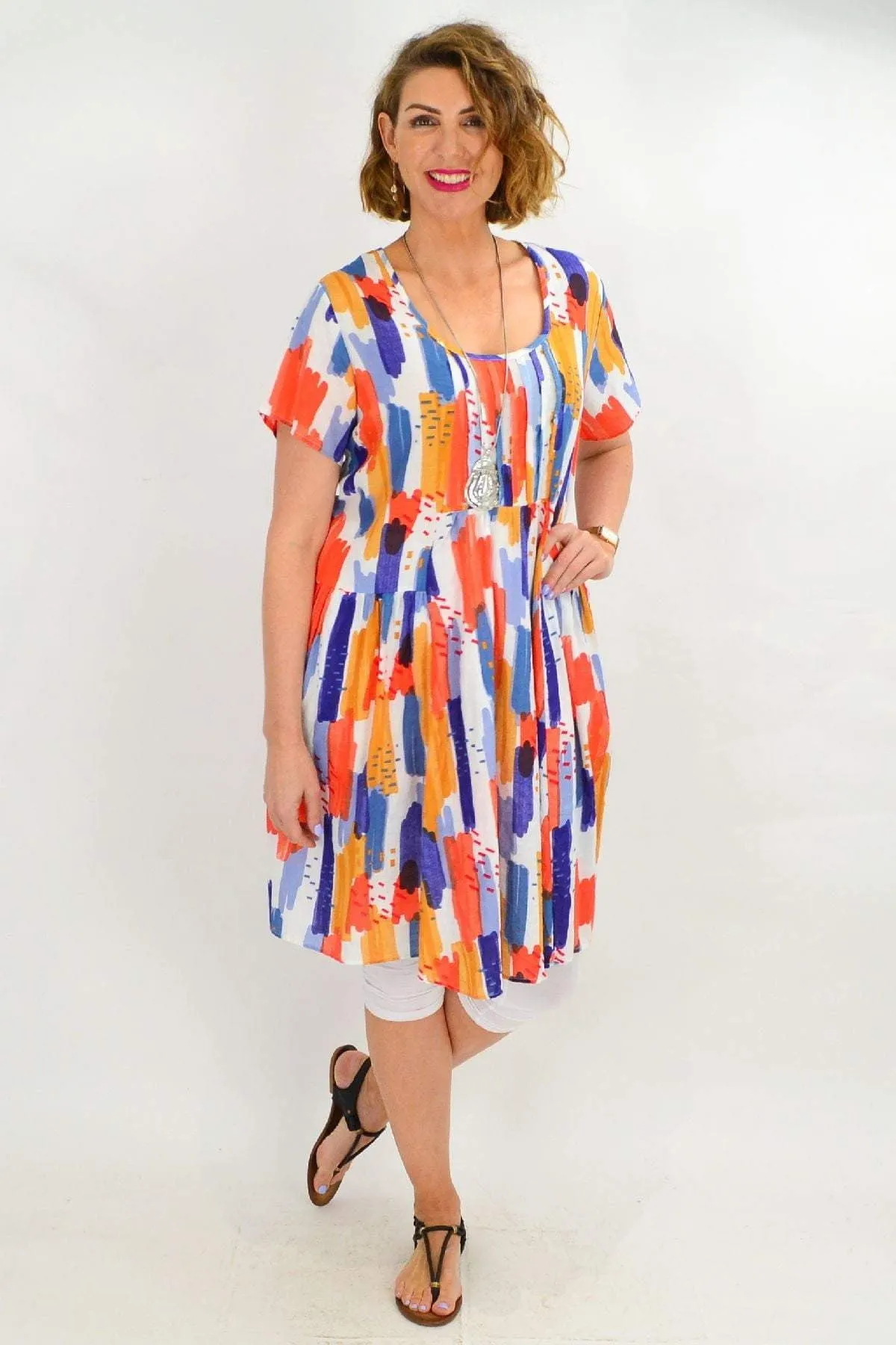 Multicolour Peasant Tunic Dress