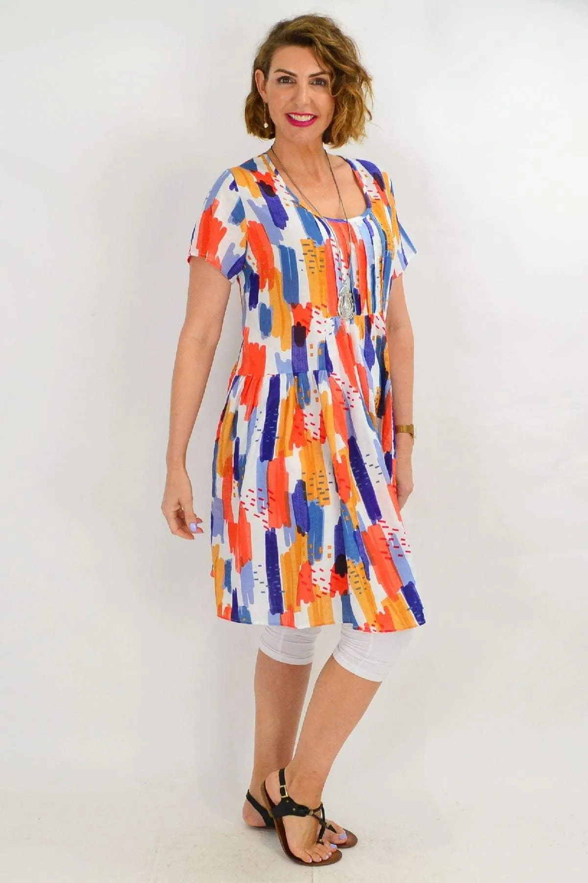 Multicolour Peasant Tunic Dress