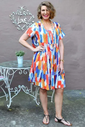 Multicolour Peasant Tunic Dress