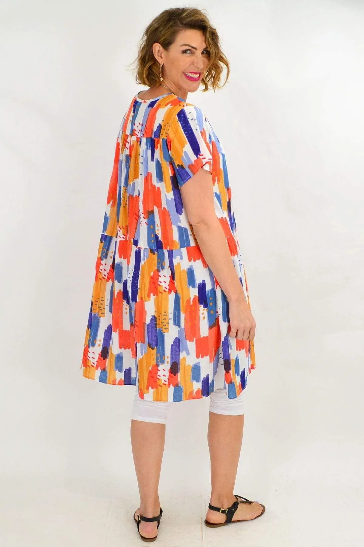 Multicolour Peasant Tunic Dress