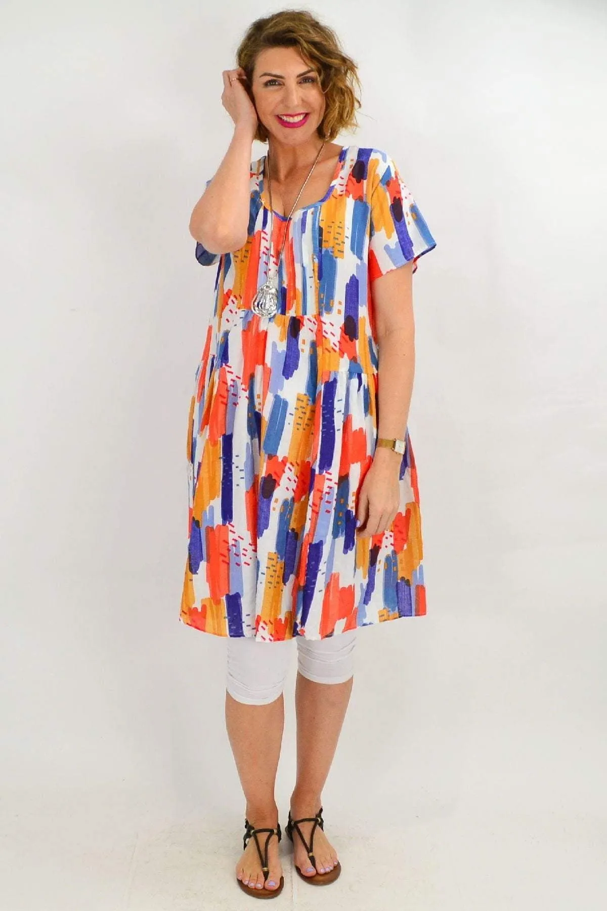 Multicolour Peasant Tunic Dress