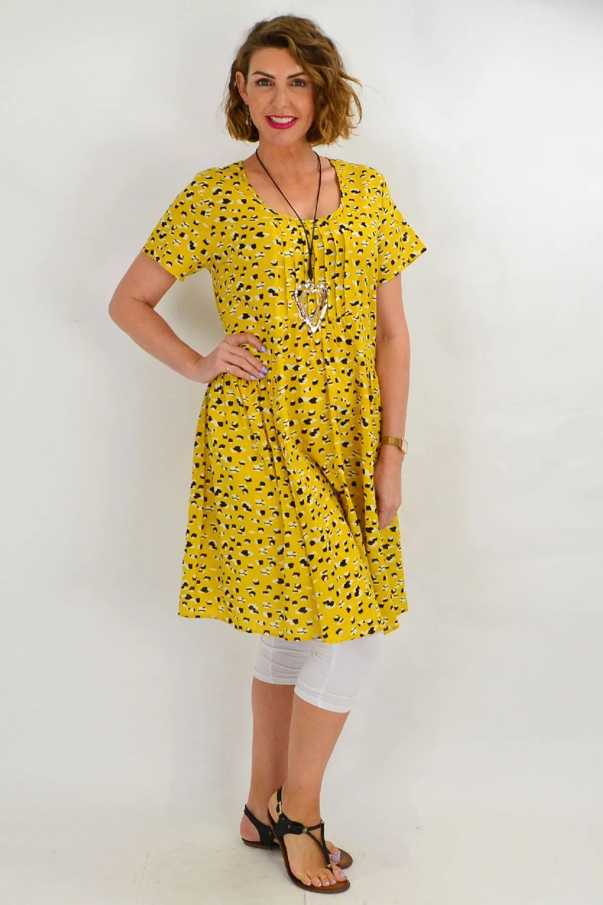 Mustard Peasant Tunic Dress