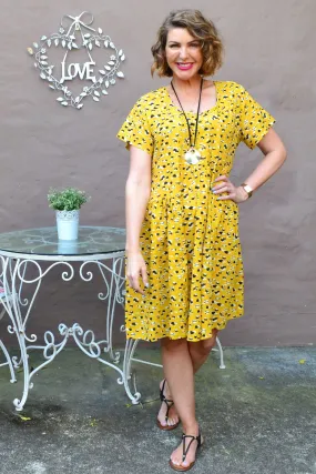 Mustard Peasant Tunic Dress