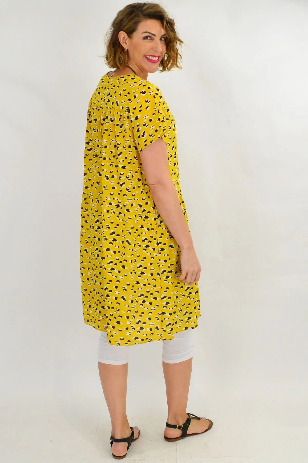 Mustard Peasant Tunic Dress