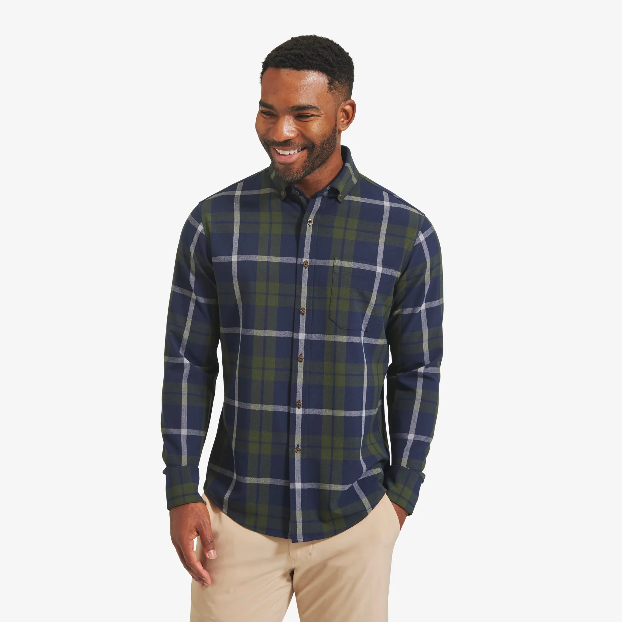 Olive Navy Large Plaid