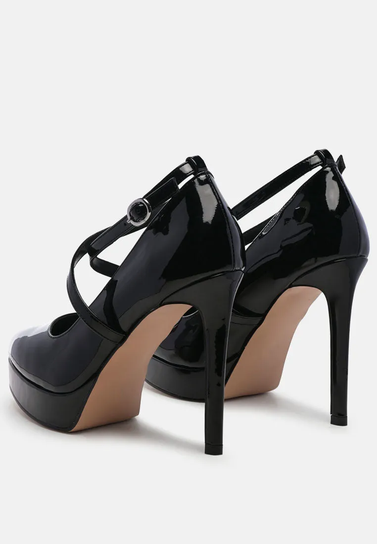 Pixie Dust Patent Faux Leather Cross Strap Pumps